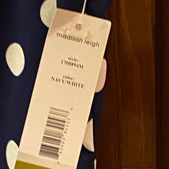 New with tags. Navy blue /white polka dot & lace mini dress. - Picture 4 of 4